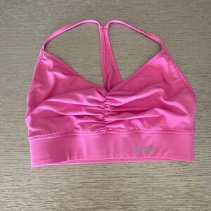 Pink Tank Top with Y-Back and Ruching